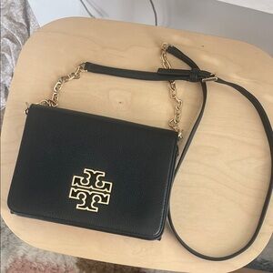 Tory Burch Black Crossbody Bag with Gold Chain